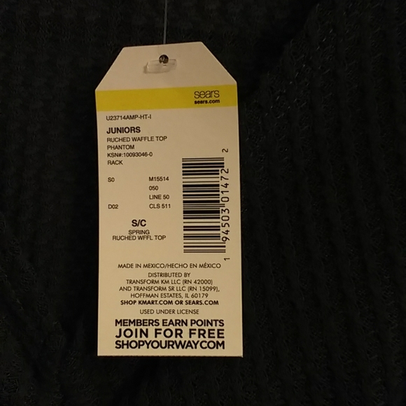 NWT Rushed waffle top phantom , juniors S/C size - Picture 4 of 6